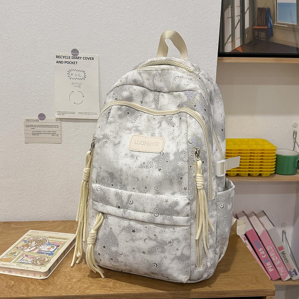 Schoolbag High Value Star Printed Backpack Girls Large Capacity Lightweight Travel Backpack Junior High School Student College Student School Bag