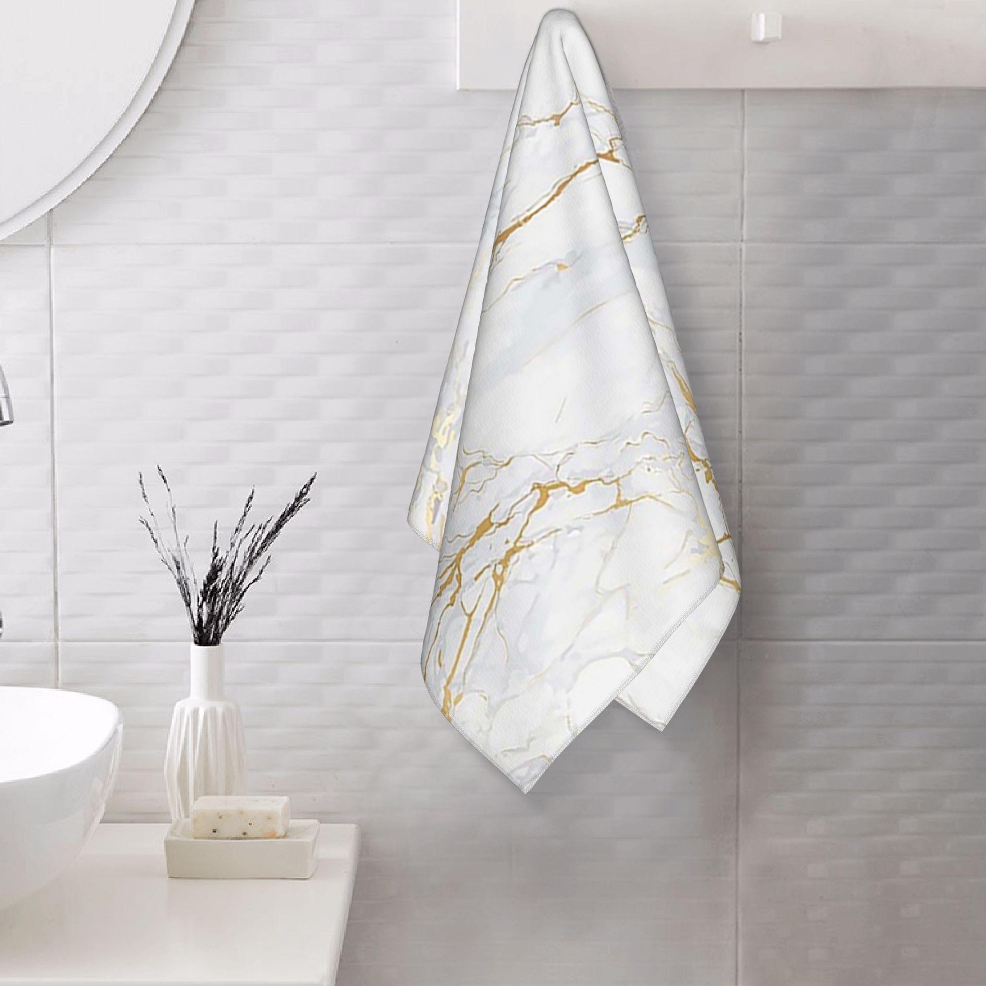 Creative Man White/Gold And Marbl Soft Face Towel Quick Dry Pool Bath Cotton Towels Absorbent Quick