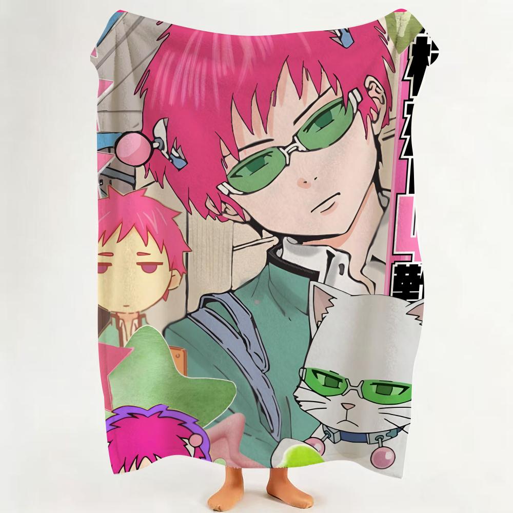 

Anime T The Disastrous Life of S Saiki K Throw Flannel Throw Blanket Suitable for Sofa Living Room Bedroom 75cmx90cm