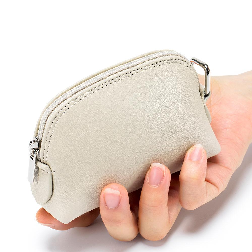 Mini shell change bag women's new Japanese vegetable tanned cowhide niche coin bag portable zipper storage bag