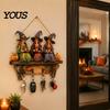 Dunkle Ästhetik Wandkunst Halloween Eingangsbereich Schlüsselhalter mit 4 Haken, Hängendes Holzschild, Montage Partyzubehör-Regal für Schlüssel Taschen Und Leinen,