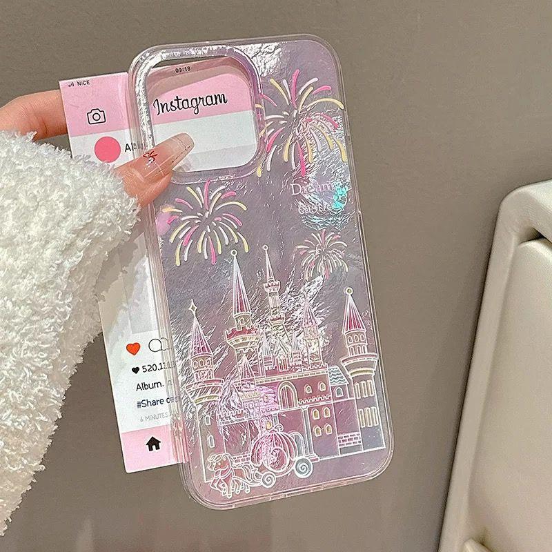 New Castle Fireworks Large Hole Suitable for Apple 16 Mobile Phone Case IPhone 15 Protective Case 14 13 12 Laser Case