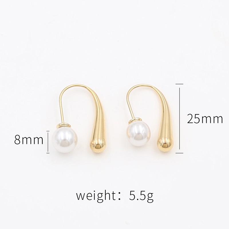 Französischer leichter Luxus Titanstahl Geometrische Wassertropfen Perlenohrringe Schmuck Nischen Design Damenohrringe