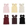 Kaslead New Arrival Women's Fashion Style Gold Inlaid Wide Shoulder Strap Hanging Collar Knitting Tops 4938116
