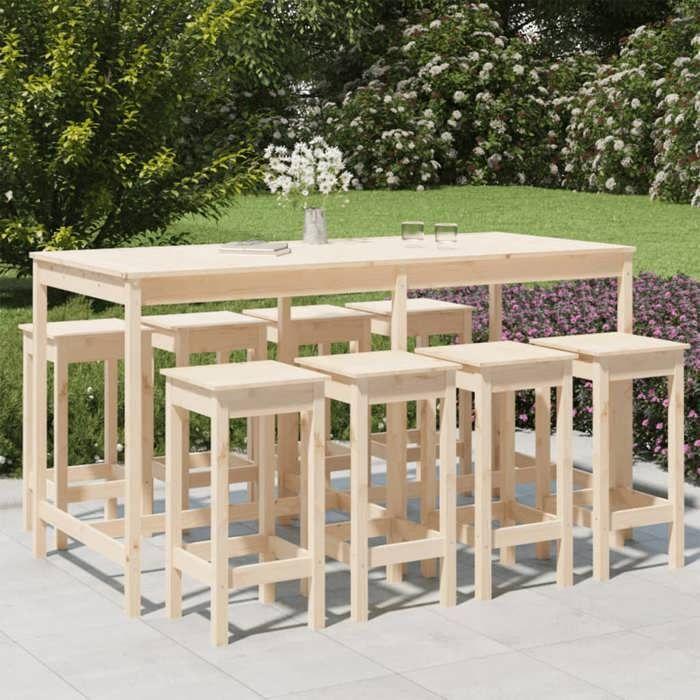 VidaXL Garden Bar Set 9 Pcs Solid Pine Wood, Bar Set, Furniture Set, Outdoor Bar Set, 3154765