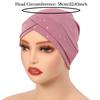 2025 New Fashion Forehead Cross Hijab Caps Hot Diamond Solid Color Turban Bonnet Muslim Ladies Head Cover