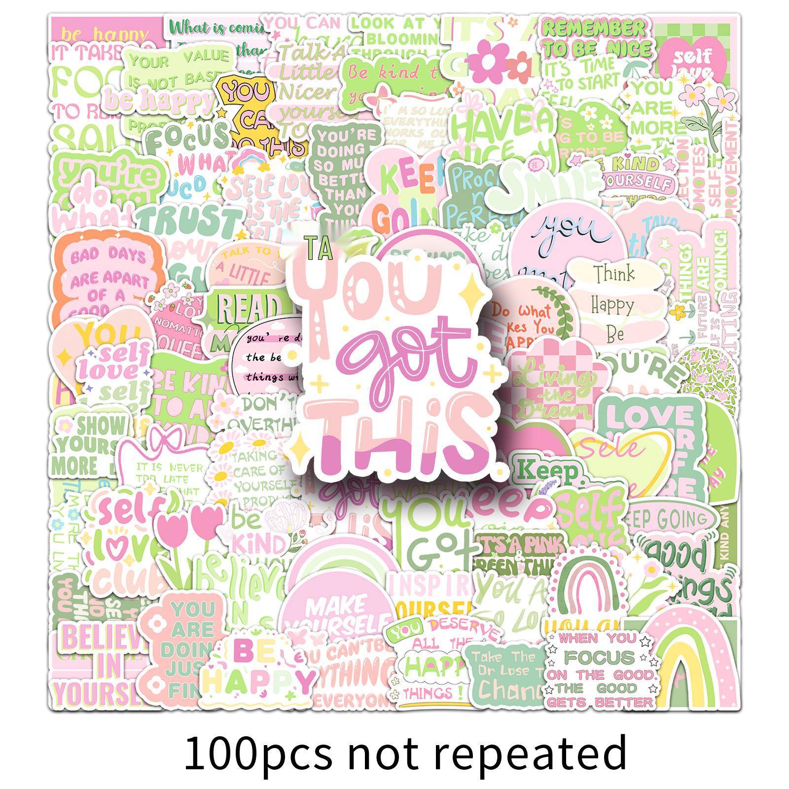 100 Danish Pink Inspirational Graffiti Stickers: Waterproof & DIY for Water Bottles and Computers