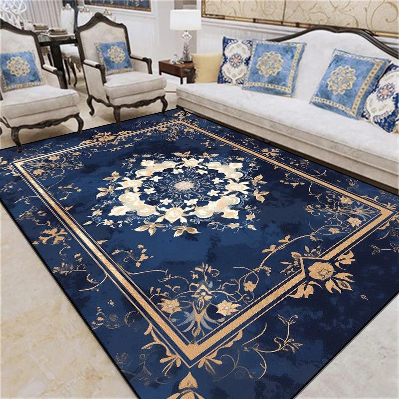 Luxury Vintage Floral Area Rug – Non-Slip Machine Washable Carpet for Living Room Bedroom, Elegant Floor Mat