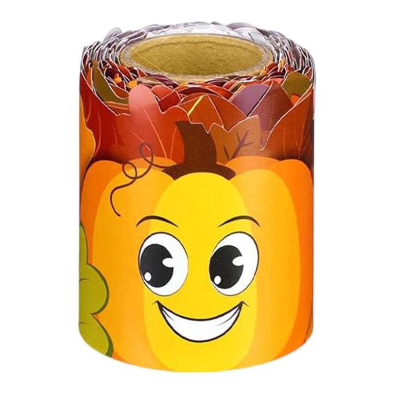 

10m Pumpkin Leaf Bulletin Board Border Autumn Decorative Classroom Border Adhesive Bulletin Board Trim for School