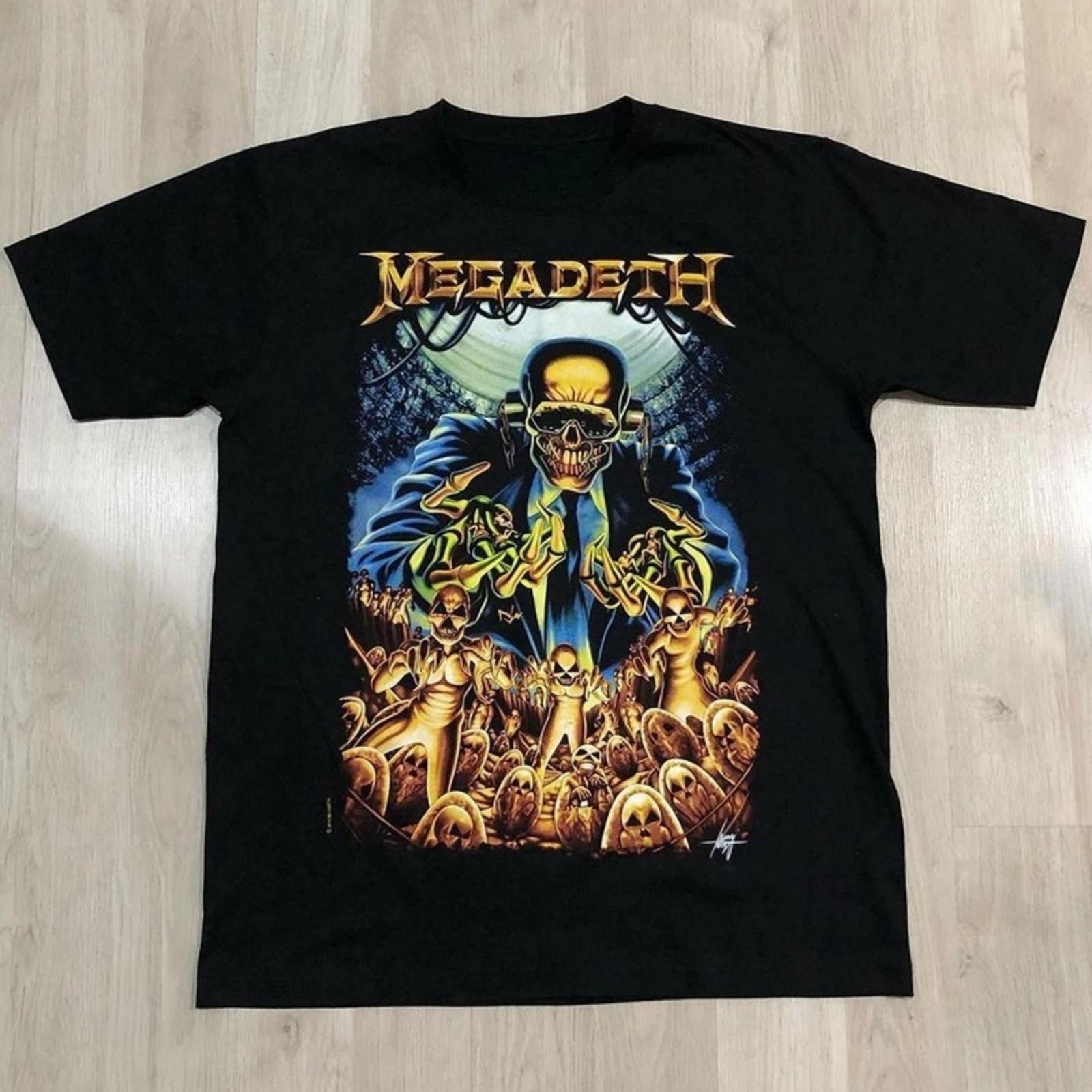 

2025 Megadeth Хэви-метал РОК-ГРУППА Американский РЕТРО Короткий рукав Мужчины и Женщины Винтаж Хай-стрит Модный Бренд Ins Y2k Горячая Распродажа S чёрный