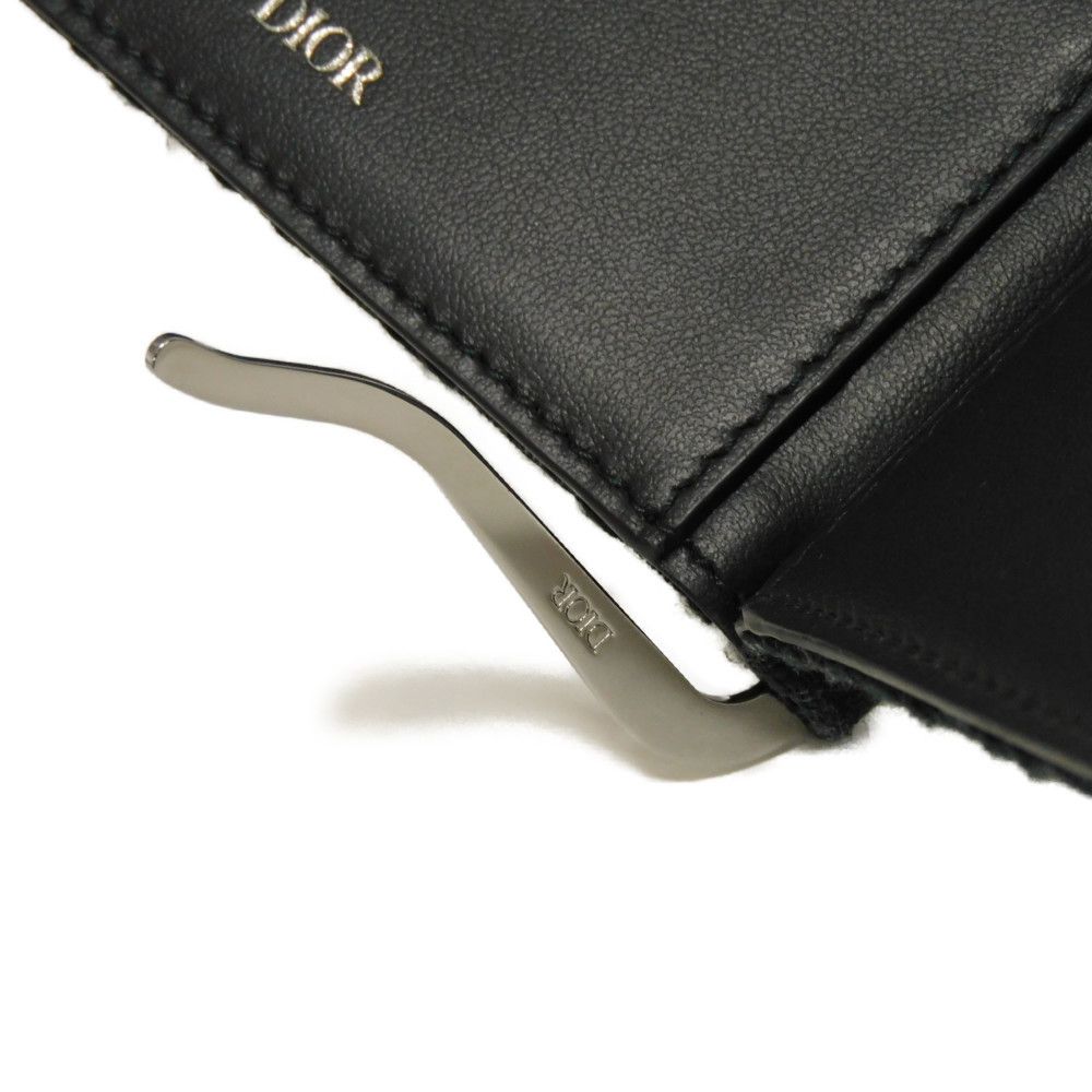 Used 10656 Oblique Jacquard Money Clip Wallet 2ESBH069YSE_H03E 7941 Current Card Case Logo Metal Black Men's from Japan