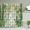 Chinese Style Ink Painting Bamboo Landscape Shower Curtain Flower Bird Scenery Bathroom Waterproof Cloth Bath Curtains With Ho