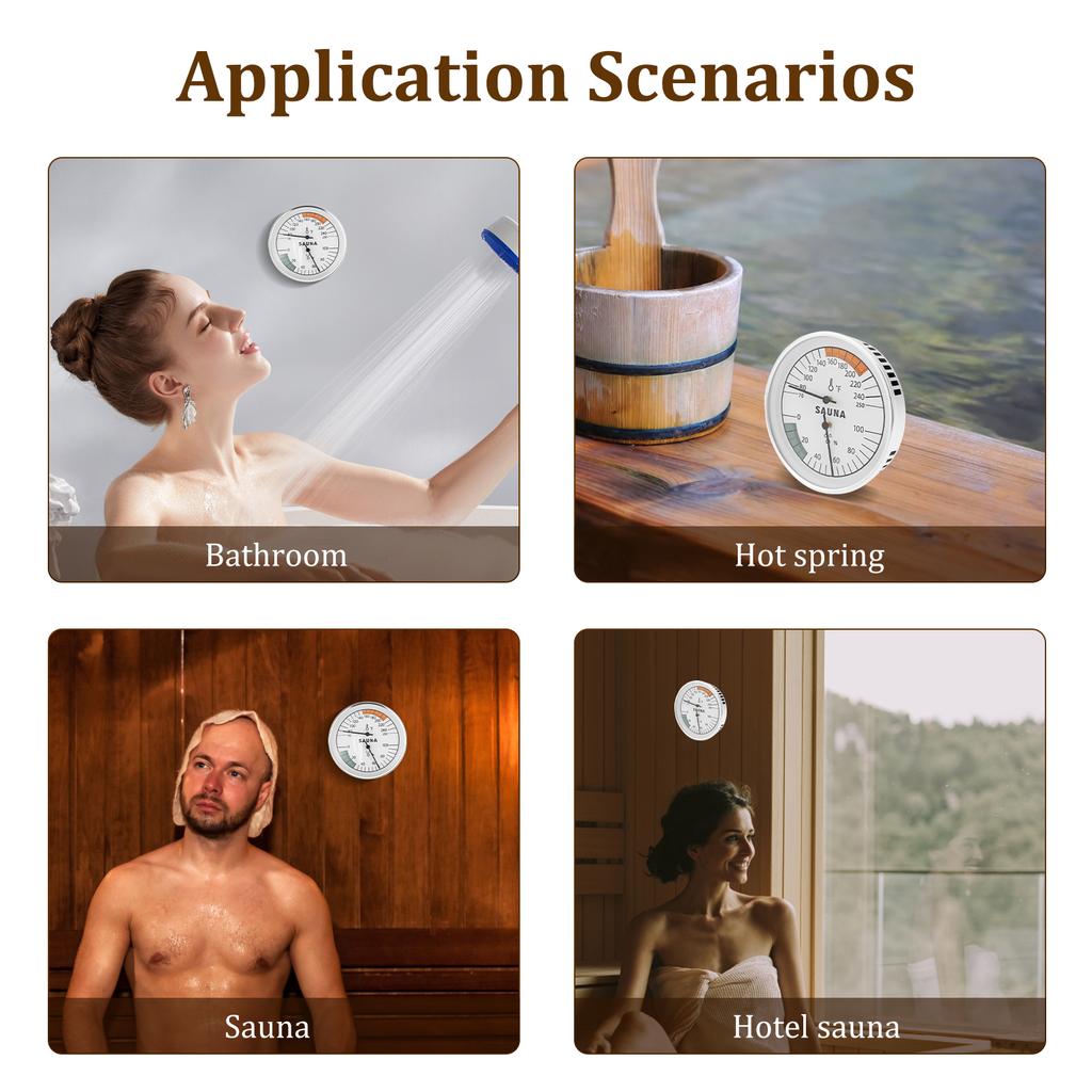 Sauna Hygrometer Thermometer Aluminum Wall Mounted Sauna Temperature Gauge 2 In 1 High Precision Indoor Hygrometer Thermometer