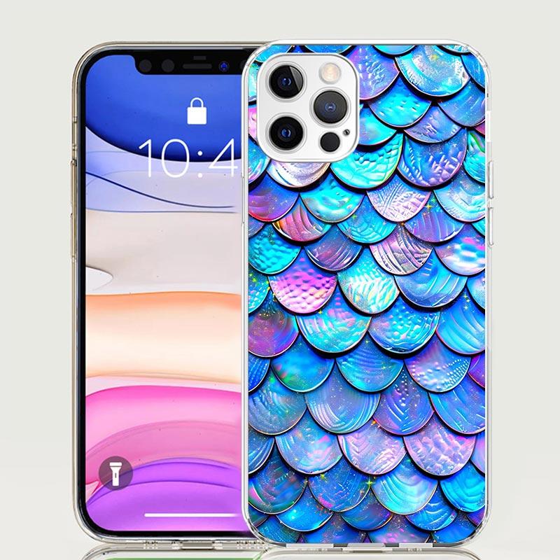 

Fish Scale Pattern Mermaid Phone Case For iPhone 17 Air 16 15 Plus 11 14 Pro Max 13 Mini 12 7 8 + SE Pattern Art Customized Cove iPhone 15 Pro
