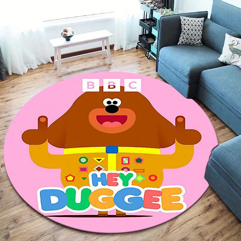 Hey Duggee Round Area Rug,Carpet Rug for Living Room Bedroom Sofa Playroom Decor,Non-slip Floor Mat