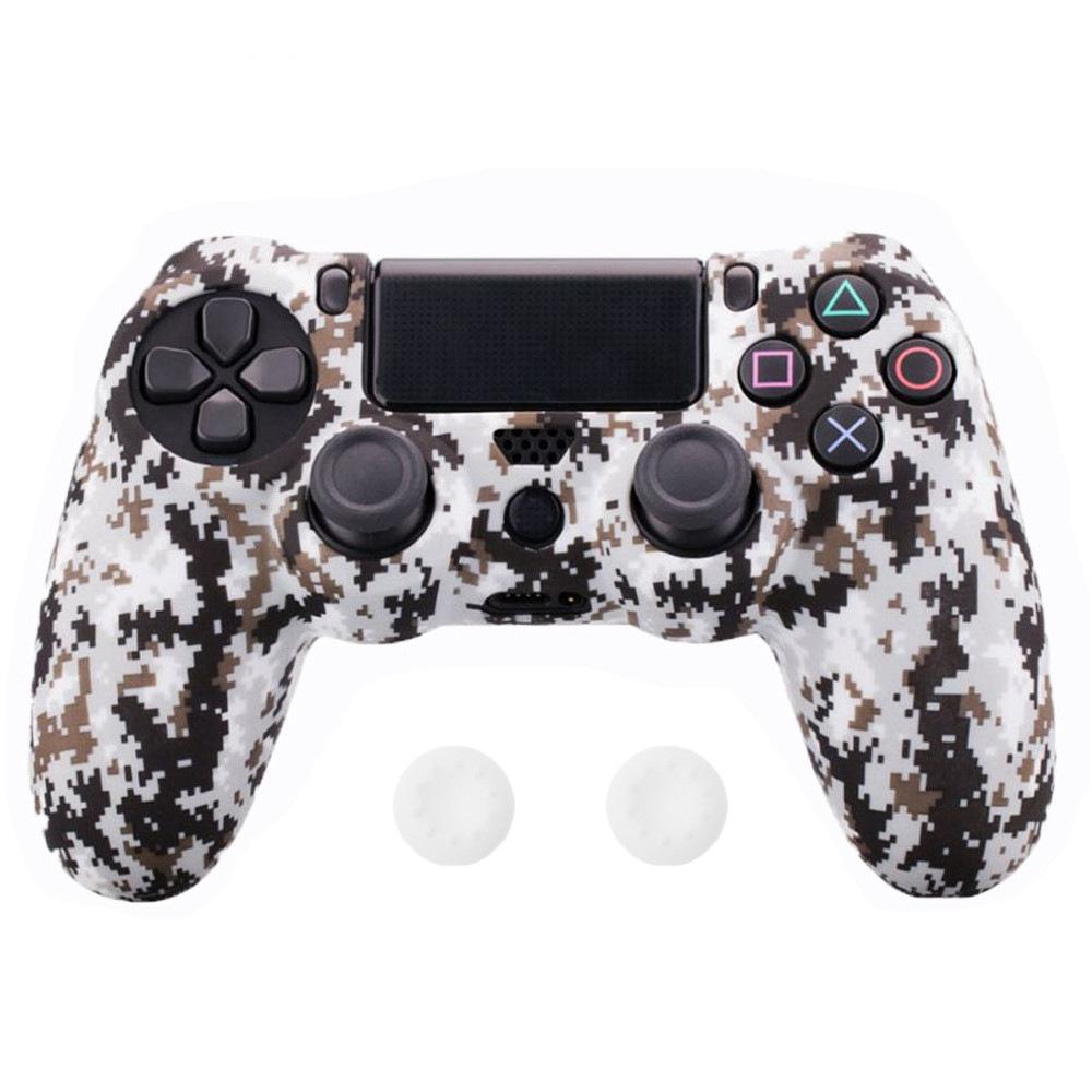 Soft Silicone Protective Case Compatible with PS4 Game Controller Anti-Slip Cover With Thumb Caps