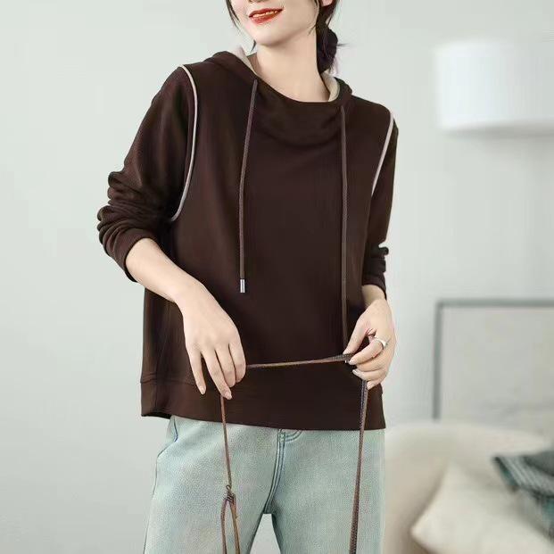 Korean Style Women's Versatile Winter Hoodie: Simple Solid Color Casual Pullover
