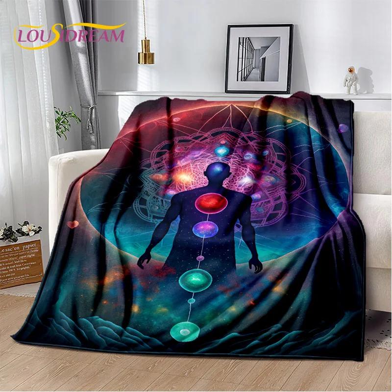 Naturalize Yoga Zen Meditation Rainbow 7 Chakra Blanket,Flannel Throw Blanket for Home Bedroom Bed Sofa Picnic Hiking Cover Kids