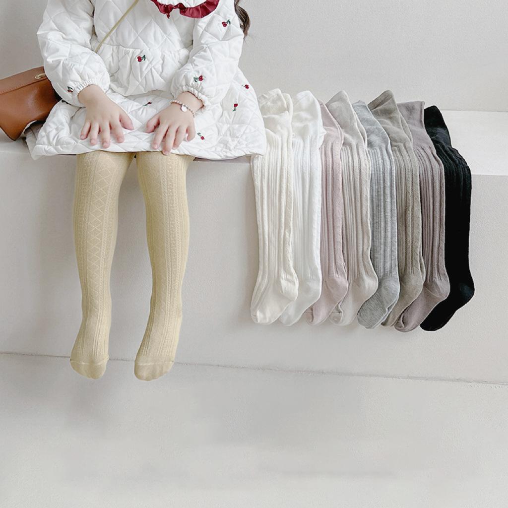 Höst Nya Flickors Underdel Tights Stickade Baby Underdel Strumpor Baby Barn Tights Grossist Bomull