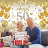 50th Wedding Anniversary Banner Decorations, White Gold Happy 50 Anniversary Party Supplies, Golden 50 Th Wedding Anniversary Decorations Decor
