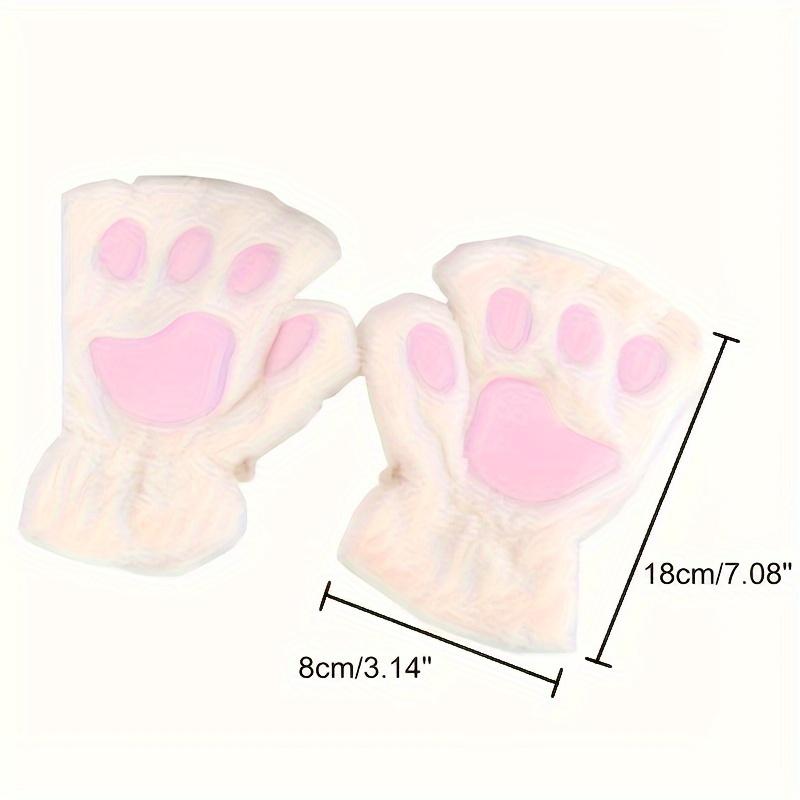 1 PAAR Winter niedliche Cartoon Katzenpfoten-förmige fingerlose Thermohandschuhe, verdickte thermische Halbfingerhandschuhe