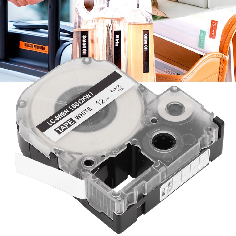 Label Tape Ribbon for KING JIM EPSON Printer Printing Paper Office Supply(12mm black on white)