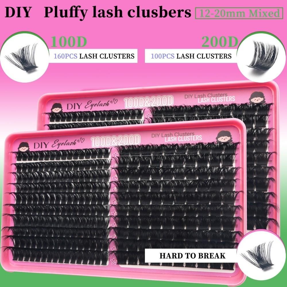 100D+200D Density False Eyelashes High Simulation Fluffy Eyelash Extension for Women