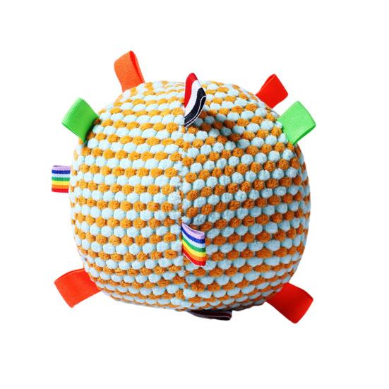 

Мячик-игрушка для собак с колокольчиком, устойчивый к укусам, плюшевый мячик, интерактивная игрушка для прорезывания зубов и чистки шерсти у собак мелких, средних и крупных пород. жёлтый