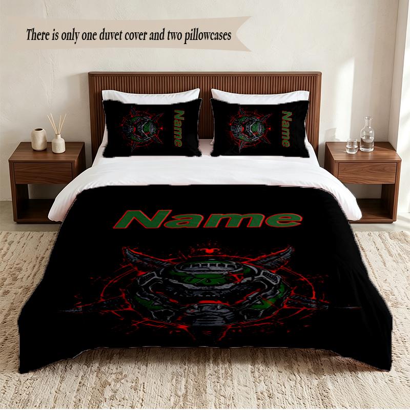 DOOM Personalized Custom Name 3‑Piece Bedding Set Soft Duvet Cover Set For Bedroom Home Decor