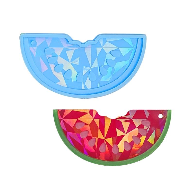 Holographic Watermelon Mold Pendant Silicone Mold DIY Shiny Watermelon Shape Keychain Crystal Epoxy Resin Mold Decor