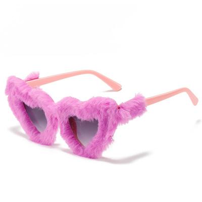 Fashion Plush Sunglasses Love Heart Shaped Gradient Pink Glasses Funny Heart Shape Winter Women Sunglasses Christmas Girl Gift