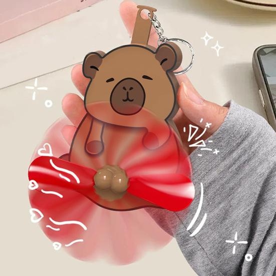 Prank Cat Fan Keychain Pendant Playful Animal Doll Propeller Keychain Bag Backpack Belt Loop Keyring