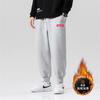 Casual sweatpants men's autumn and winter new large size tied feet thickened trendy printed velvet pants