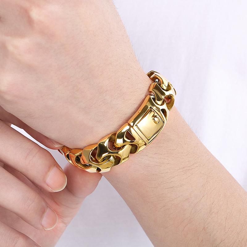 High Polished Arrow Shaped Bracelets Men Black/Gold Color Stainless Steel Bike Chain Bilezik Boho Male Jewelry Accessories