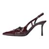 Zara Fashionable Minimalist Stiletto High Heels 8Cm Women High Heels Burgundy 3254610624