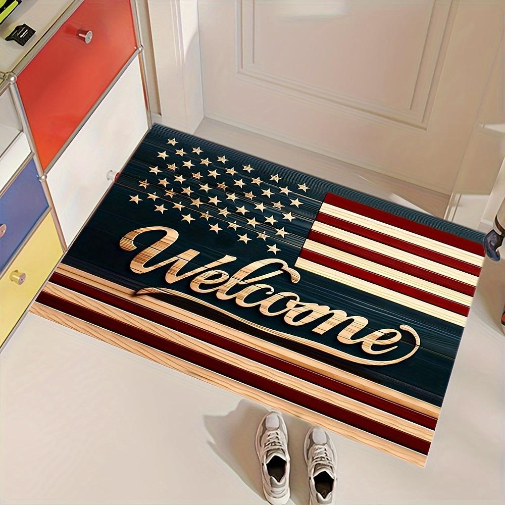 

1pc American Flag Welcome Door Mat Patriotic Stars and Stripes Design Rug for Door Mat Independence Day Home Decor Non-Slip Mat 40x60cm