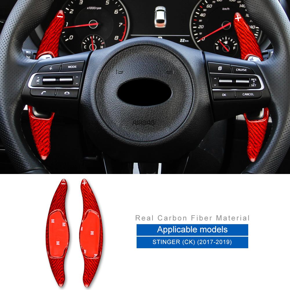 Real Hard Carbon Fiber for KIA Stinger CK 2017 2018 2019 2020 2025 2025 2025 LHD RHD Car Steering Wheel Paddle Shifter Sticker