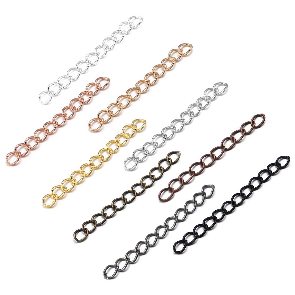 100pcs/lot 50/70mm Extension Chain Tail Chain Iron Extended Bulk Tail Chain For Jewelry Making DIY Bracelet Necklace Accessories