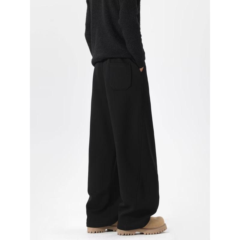 Men American Retro Heavyweight Patchwork Wide Leg Casual Sports Sweatpants