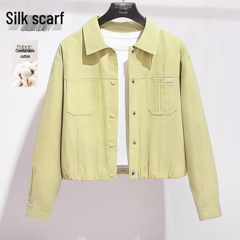 Women s Solid Lapel Cotton Short Jacket M
