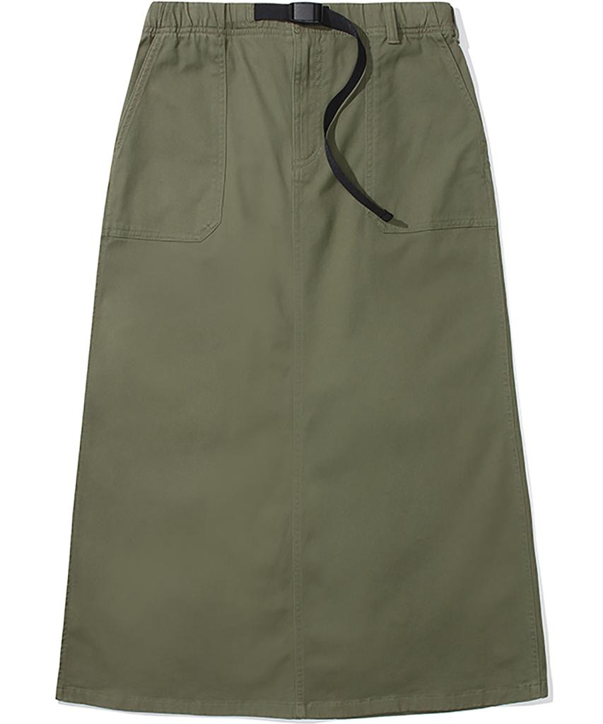 Columbia University M-Label Belted Peach Cotton Long Skirt Khaki