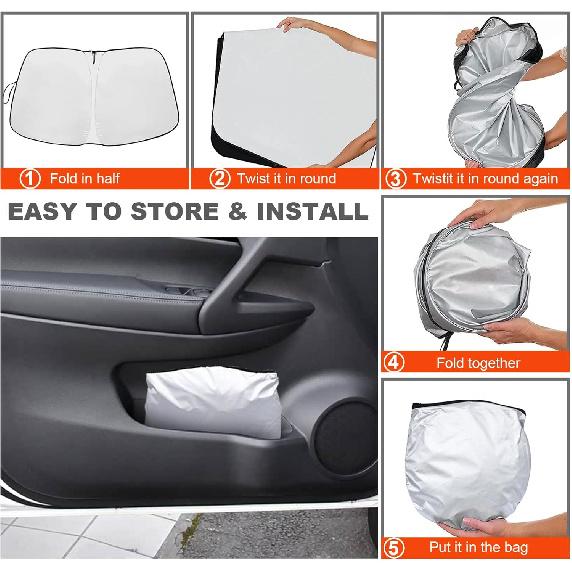 Windshield Sun Shade Compatible With Nissan Rogue 2014- Accessories, 240T Foldable Window Sunshade Sun Visor Protector, Blocks UV Rays Keep Your Car