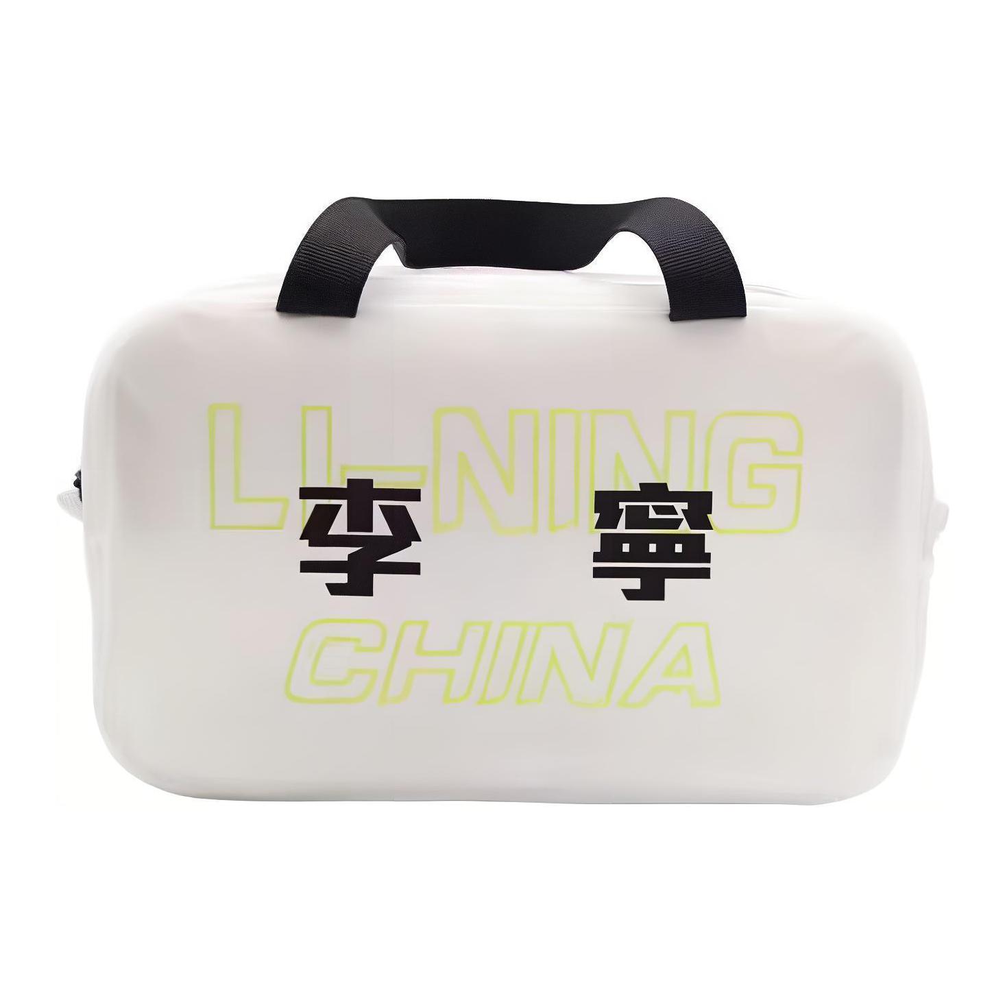 Li Ning Sports Competition Waterproof Large Logo TPU Tote Bag Toiletry Bag Unisex Bags White ABLS133-3 White
