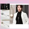 Fashionable Korean Long Sweater Chain Necklace Featuring Eye-catching Cat Eye Stone Flower Design