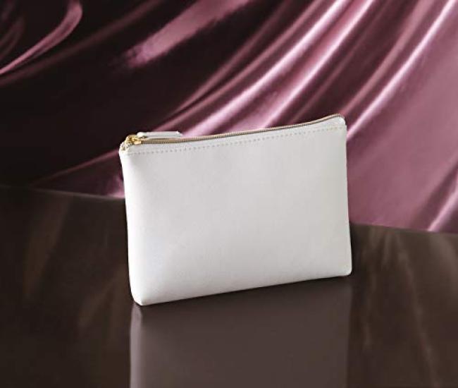 CLARTE Thin Cosmetic Pouch with Small Pink Gold Compact 1 Pair Slim, Organizer, Backing, Size, White,