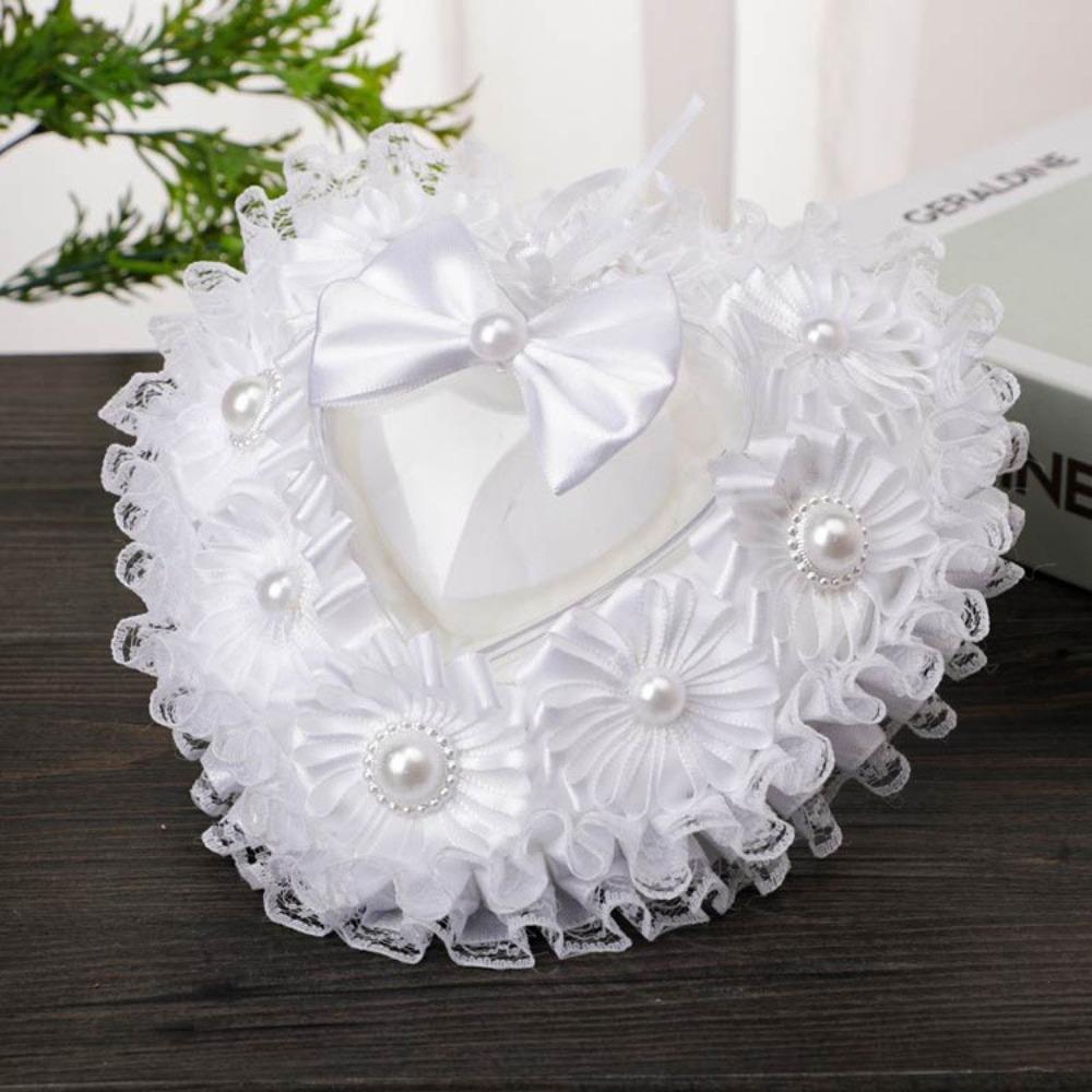 Flower Decorated Heart Shaped Ring Box Luxury Wedding Ring Box Ring Bearer Box  Proposal Event