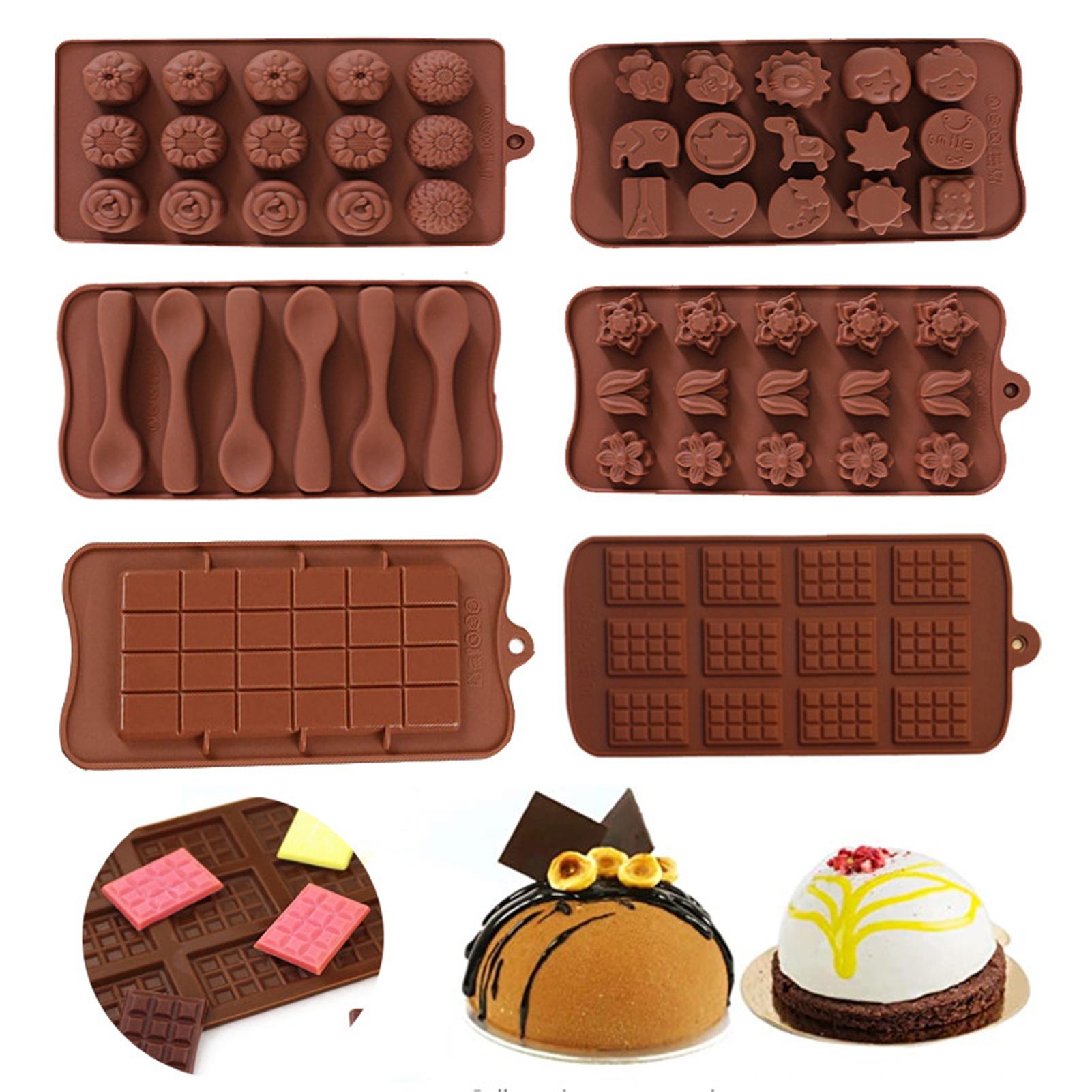

New Baking Creativity With Non Stick Silicone Chocolate Mold Easy To Handle Multiple Patterns Dark Brown Baking Dessert Molds