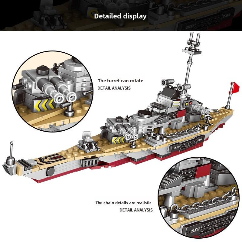 Creative Bismarck Cruiser Warship Assembling Building Blocks For Childrens Gift