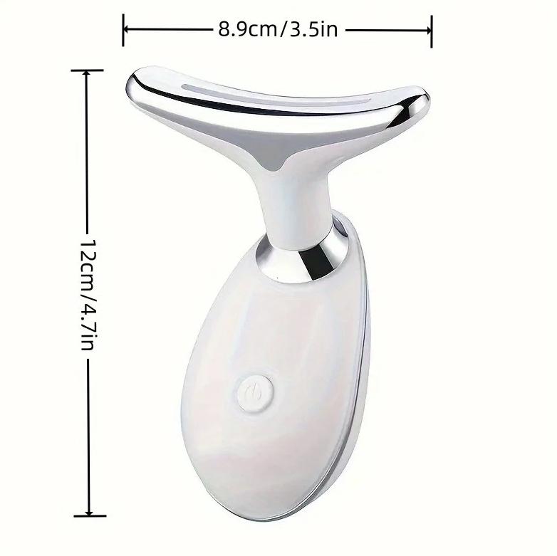 USB Rechargeable Neck and Face Skin Massager with 7 LED Light Modes, Vibrating Facial Beauty Instrument , Skin Care Device