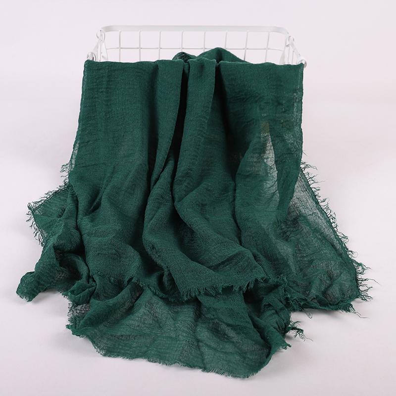 Ramadan Cotton Crinkle Headband Veil Scarves Women Solid Color  Head Wraps Long Scarves Turban Headband Muslim Fashion Headscarf